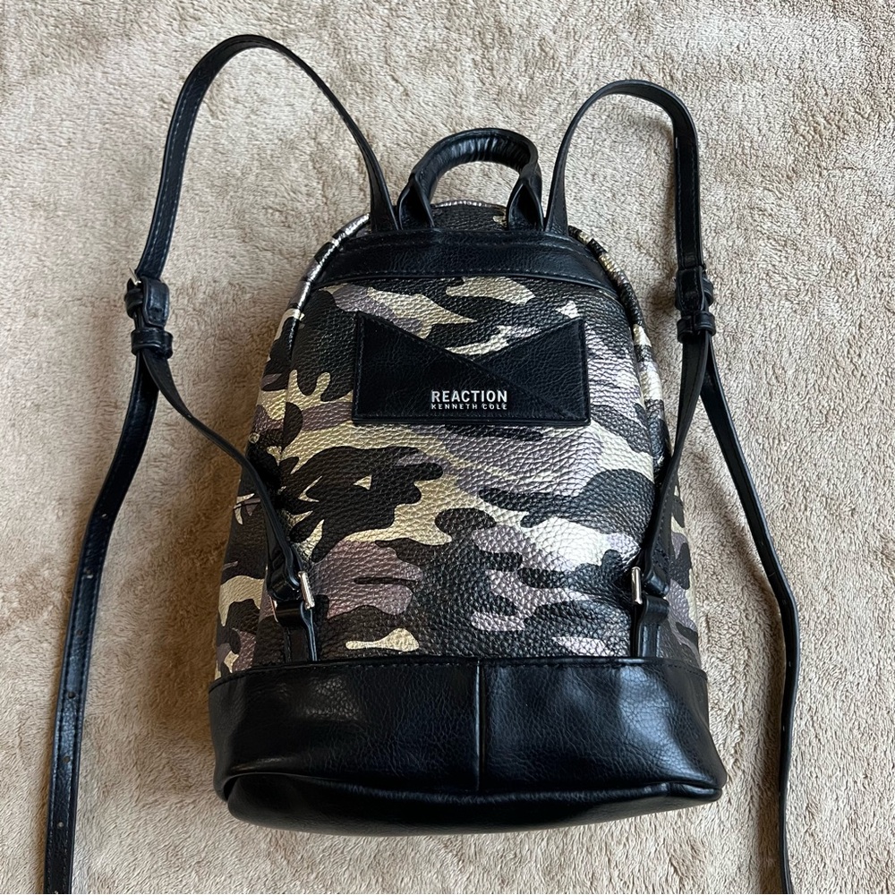 Kenneth Cole Reaction | Metallic Camouflage Camo Faux Leather Mini Backpack NWOT